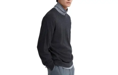 UNIQLO Knitwear Men's 08 Dark Gray Crew Neck Moderate Other