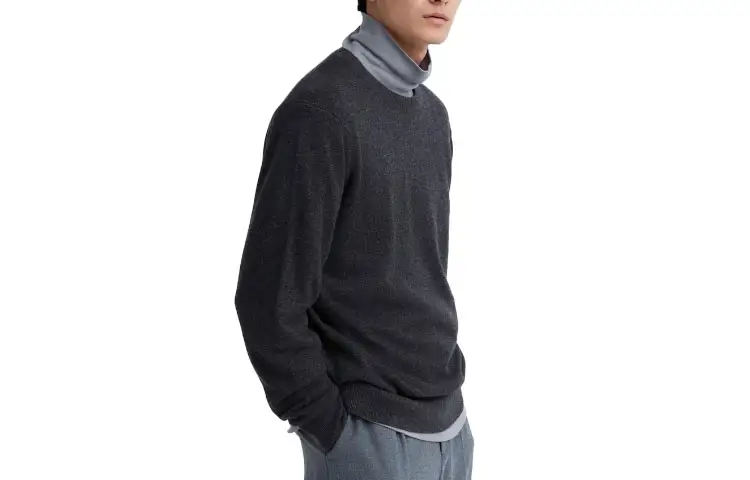 UNIQLO Knitwear Men's 08 Dark Gray Crew Neck Moderate Other