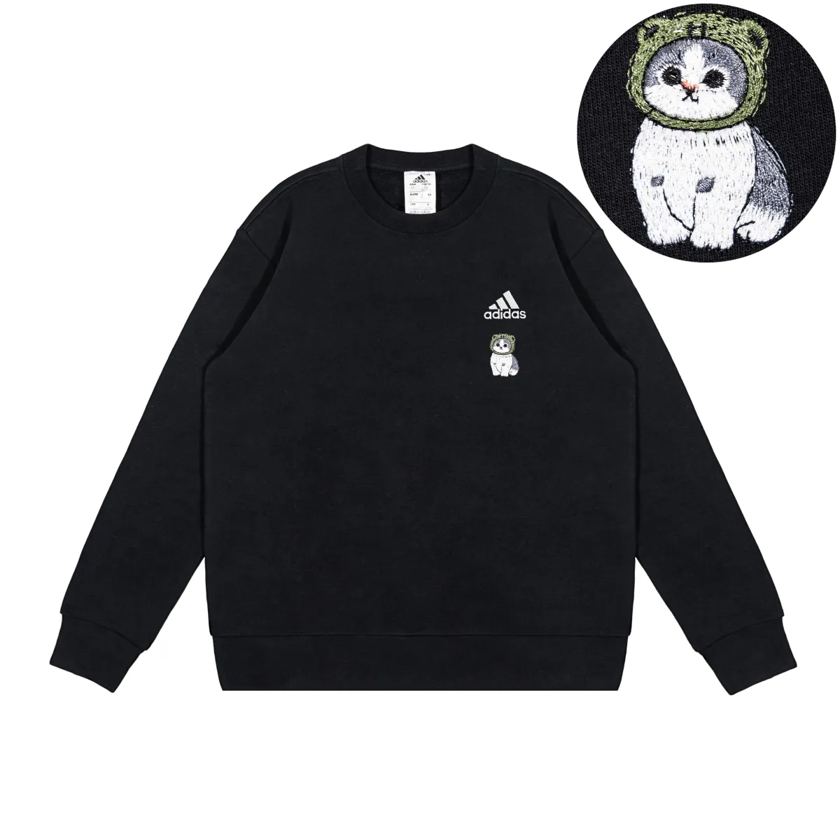 Adidas Sweatshirts Unisex Black Crew Neck Moderate