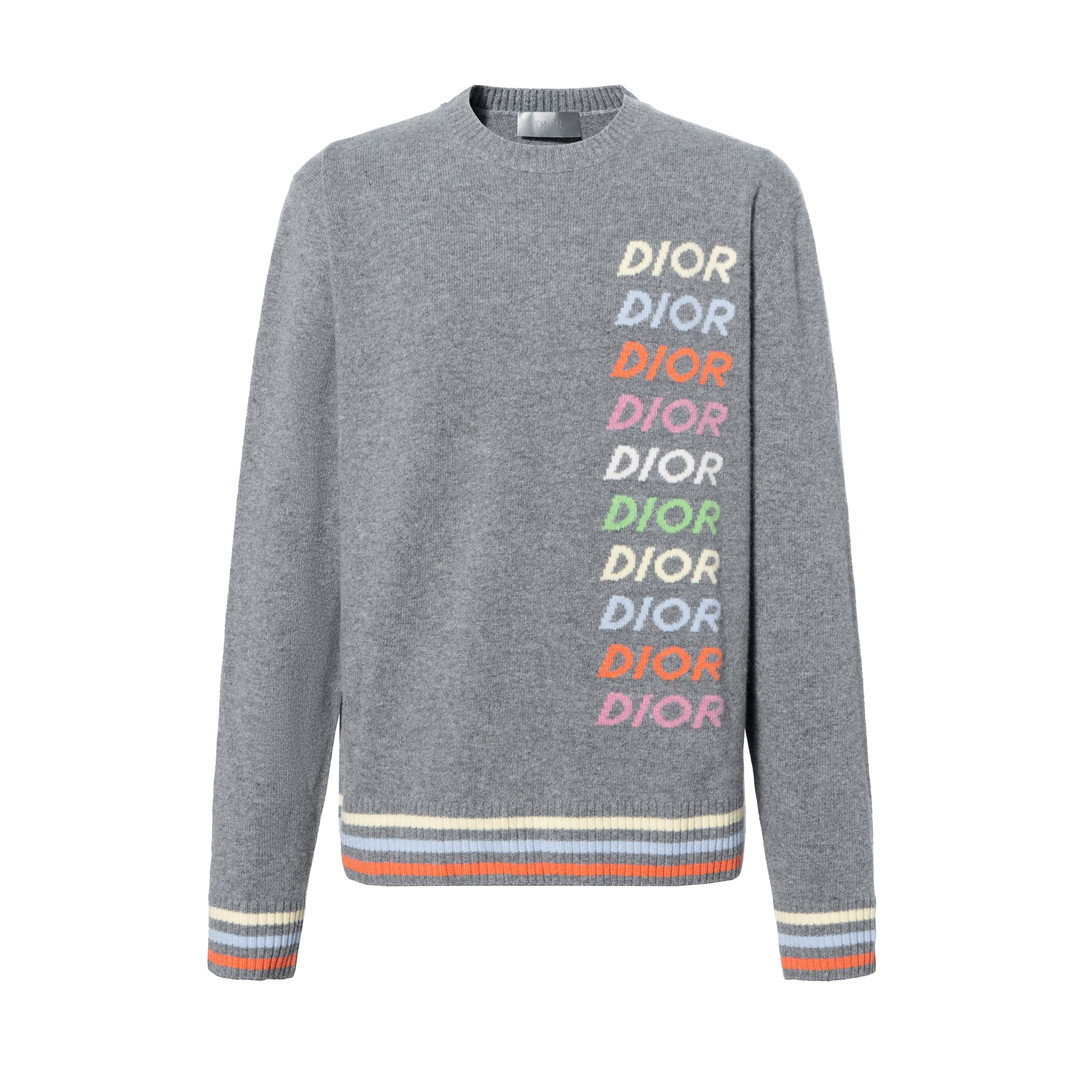 DIOR Dior SS24 colorful logo letter embroidered round neck cashmere sweater for men