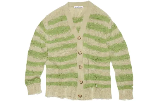 Acne Studios Knitwear Unisex Sage Green V Neck Moderate Cardigan
