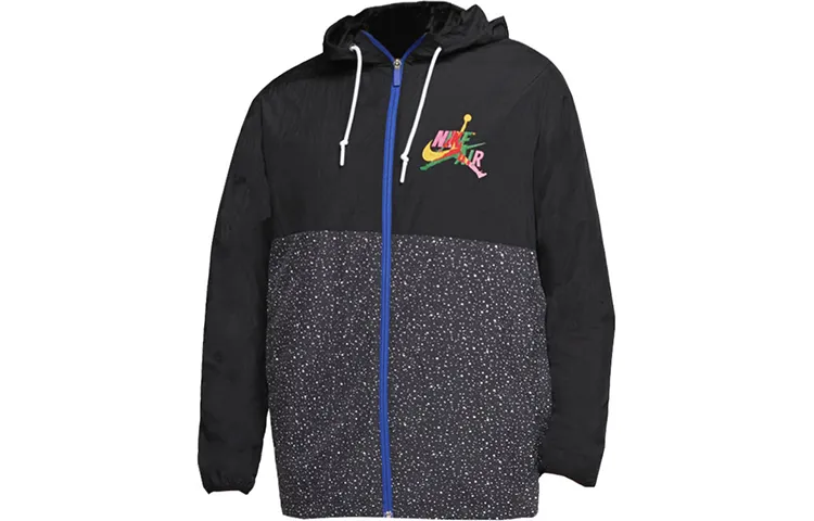 Jordan Jackets Men's Gray Black Hooded (Non-detachable) Moderate Straight Fit