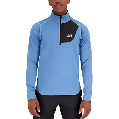 New Balance Heat Grid T Shirts Men's Blue Turtleneck Moderate