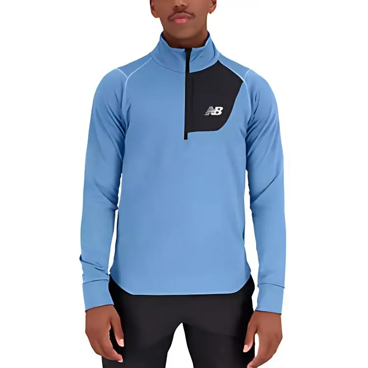 New Balance Heat Grid T Shirts Men's Blue Turtleneck Moderate