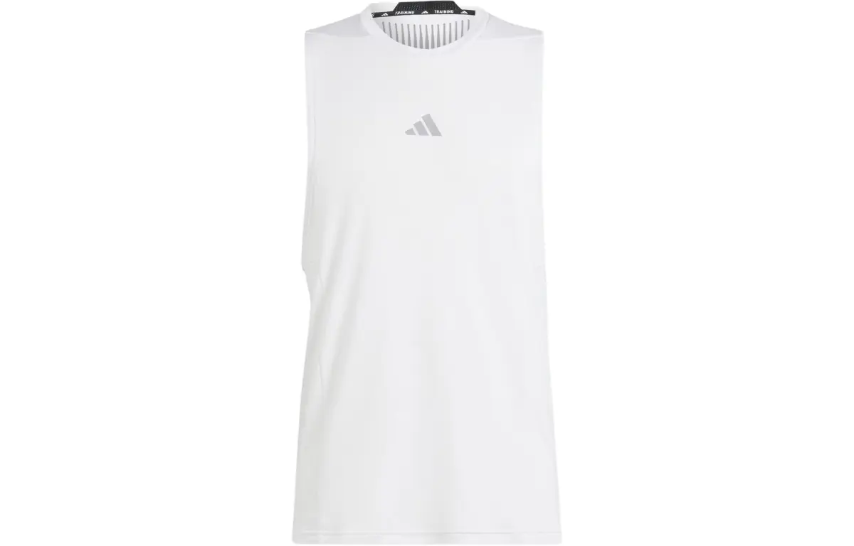 Adidas Tank Tops Men's White Crew Neck Moderate Straight Fit
