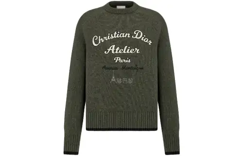 DIOR Sweaters Men's Green Crew Neck Moderate Other