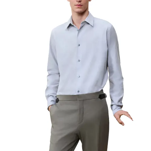 HERMES Shirts Men's Blue Lapel Moderate Other