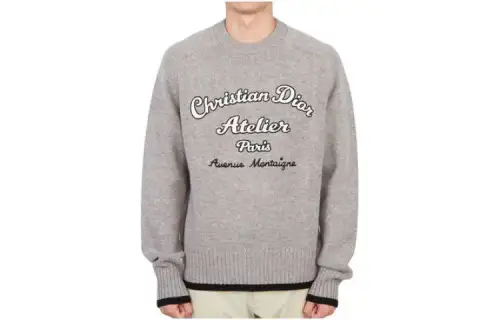 DIOR Sweaters Men's Gray Crew Neck Moderate Other