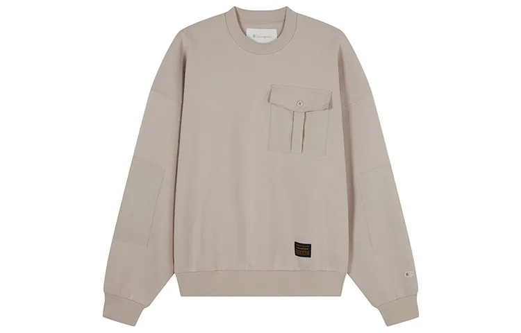 Champion FW24 Thickened And Fleece Lined Flap Button Pocket Crew Neck Casual Minimalist Everyday Sweatshirt Unisex