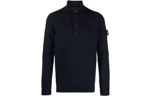 Stone Island Compass-patch buttoned-up jumper