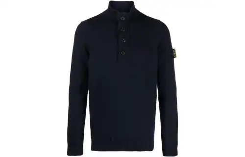 Stone Island Compass-patch buttoned-up jumper