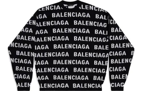 Balenciaga Allover Logo Intarsia Knitted Jumper