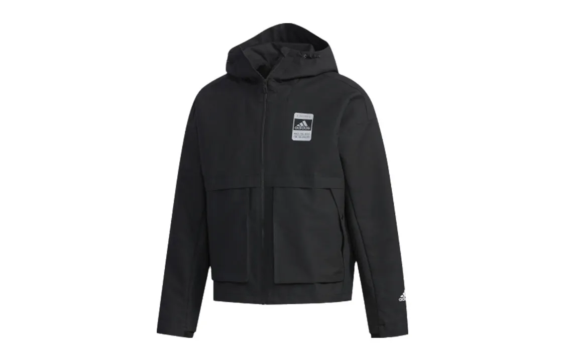 Adidas Jackets Men's Black Hooded Moderate Mock Two-Piece
