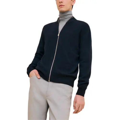 HERMES FW24 Cashmere Sweater Men's Marine Blue