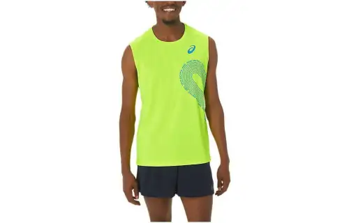 ASICS Tank Tops Men's Yellow Crew Neck Moderate Straight Fit