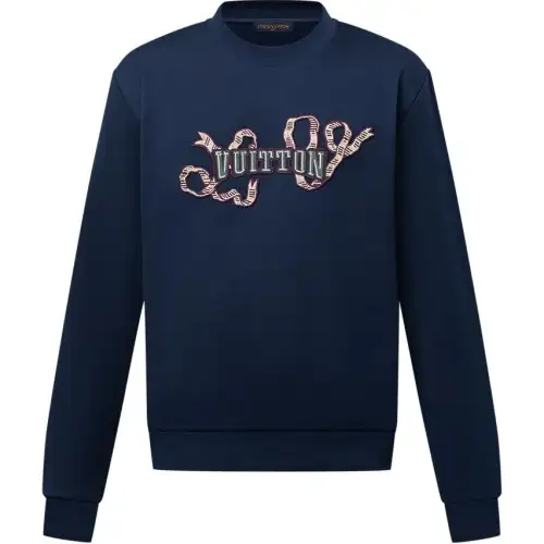 Lv Embroidered Cotton Crewneck