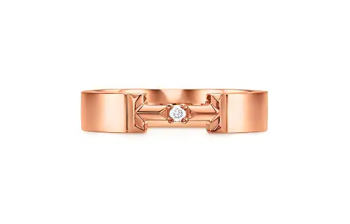 TIFFANY & CO. Tiffany, diamond golden ring for men and women, 18 carat, pink gold, for beloved