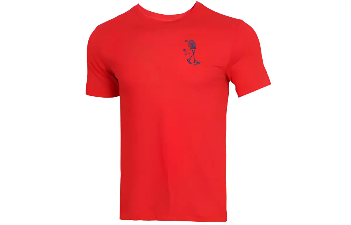 Nike T-Shirts Men's Red Crew Neck Moderate Straight Fit
