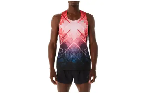 ASICS Tank Tops Men's Red Crew Neck Moderate Straight Fit