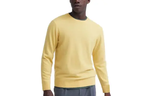 UNIQLO Knitwear Men's 43 Yellow Crew Neck Moderate Other