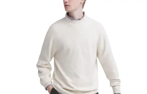 UNIQLO Knitwear Men's 01 Ivory Crew Neck Moderate Other