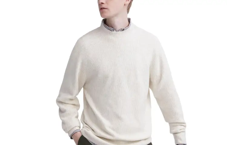 UNIQLO Knitwear Men's 01 Ivory Crew Neck Moderate Other