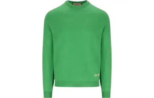 GUCCI V Neck Logo Intarsia Knit Jumper