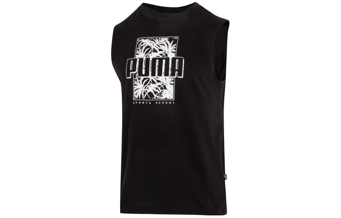 Мужская майка PUMA с текстовым принтом (черная)