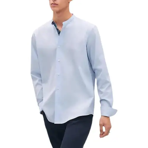 HERMES Shirts Men's Light Blue Stand Collar Moderate Other