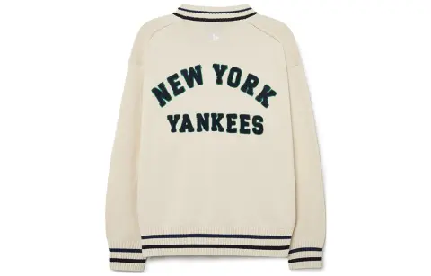 MLB New York Yankees Knitwear Unisex Cream V-neck Moderate Other