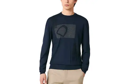 HERMES Sweaters Men's Navy Blue Crew Neck Moderate Other