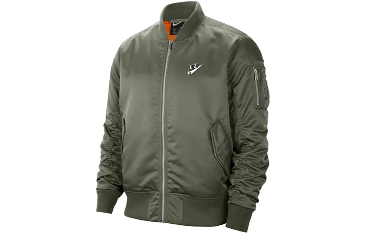 Nike Jackets Men's Gray Green Baseball Collar Moderate Other