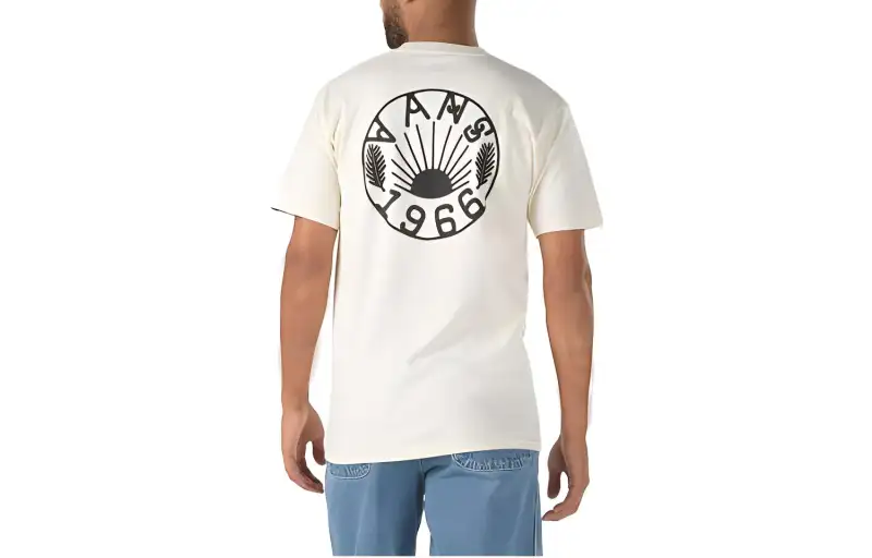 Vans T Shirts Men's Beige Crew Neck Moderate Straight Fit