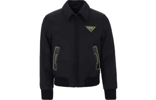 PRADA Jackets Men's Black Lapel Moderate Other