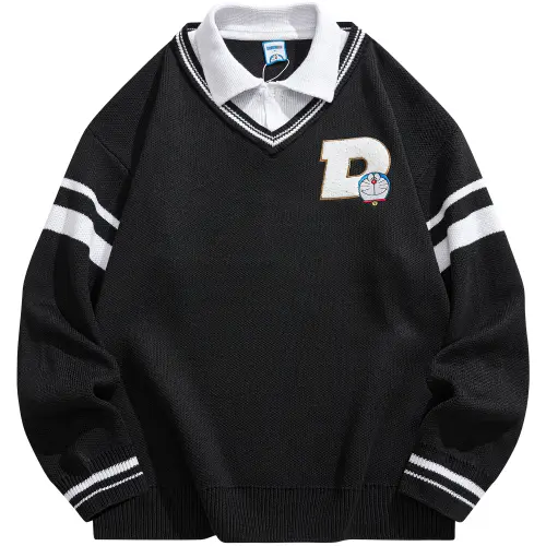 Doraemon Sweaters Unisex Lapel Moderate
