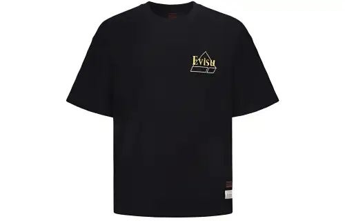 EVISU T Shirts Men's Black Crew Neck Moderate Straight Fit