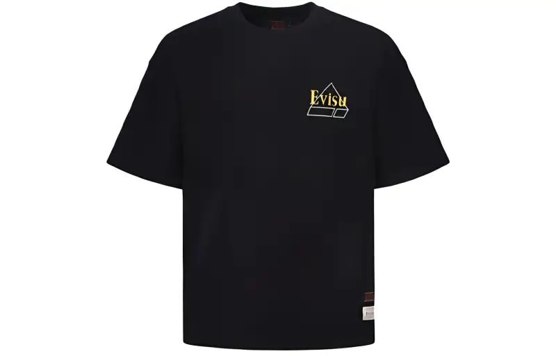 EVISU T Shirts Men's Black Crew Neck Moderate Straight Fit