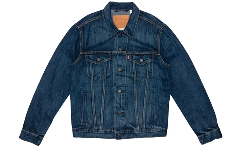 Levis Denim Jackets Men's Navy Blue Lapel Moderate Other