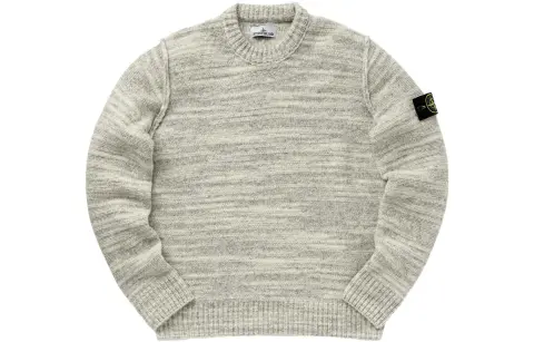 STONE ISLAND Logo Patch Crewneck Knitted Slub Jumper