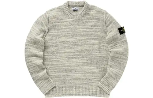 STONE ISLAND Logo Patch Crewneck Knitted Slub Jumper