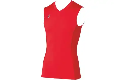 ASICS Tank Tops Men's Red V Neck Moderate Straight Fit