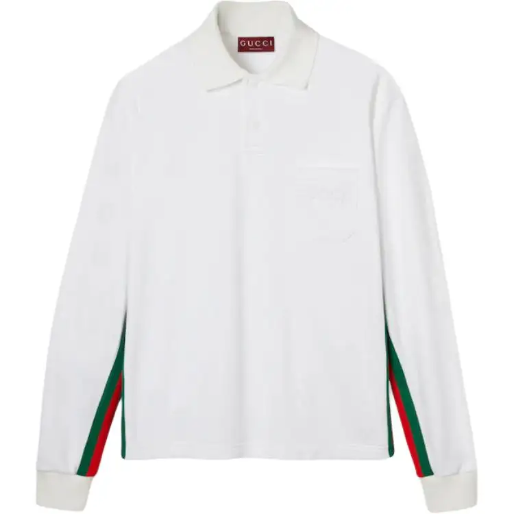 GUCCI Polo Shirts Men's White Polo Collar Moderate Straight Fit
