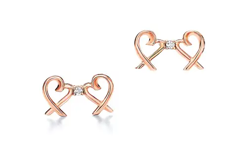 Tiffany, golden earrings, 18 carat, pink gold