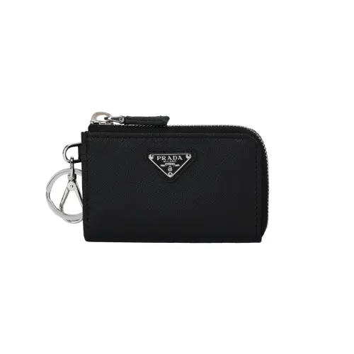 PRADA Saffiano Leather Key Pouch Women's Black