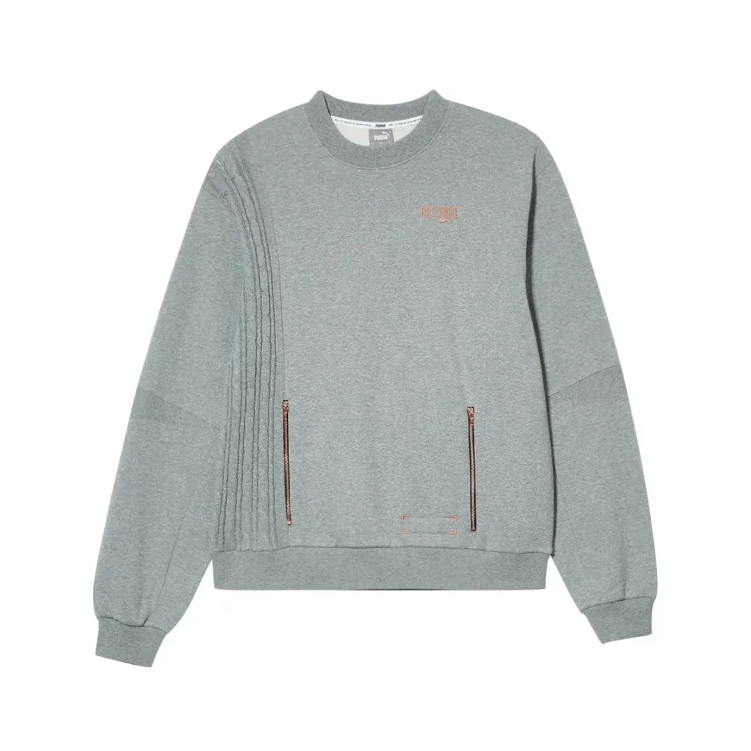 PUMA Sweatshirts Men's Gray Crew Neck Moderate Straight Fit