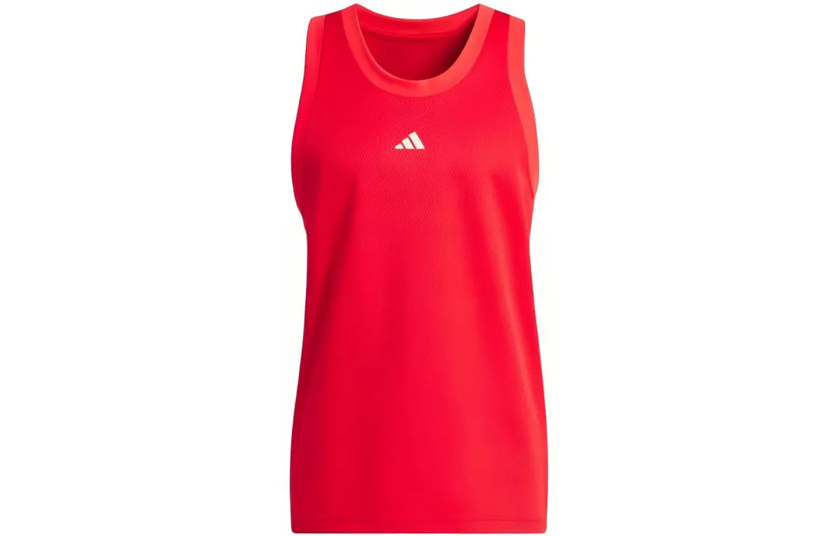 Adidas Tank Tops Men's Red Crew Neck Moderate Straight Fit