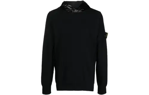 STONE ISLAND Sweaters Men's Black Hooded Moderate Other