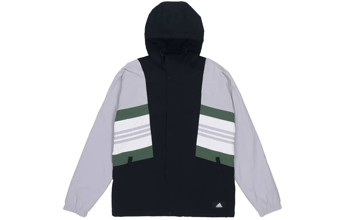 Adidas Jackets Men's Silver Gray Hooded Moderate Straight Fit