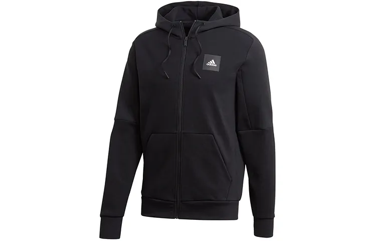 Adidas Jackets Men's Black Hooded (Non-detachable) Moderate Straight Fit