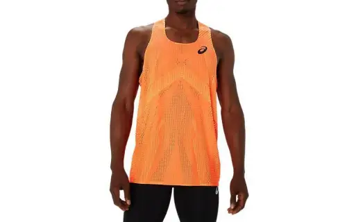 ASICS ACTIBREEZE SINGLET Tank Tops Men's Orange Crew Neck Moderate Straight Fit